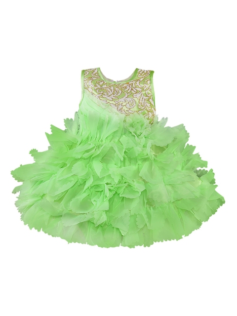 

Wish Karo Girls Green Embellished Fit and Flare Dress