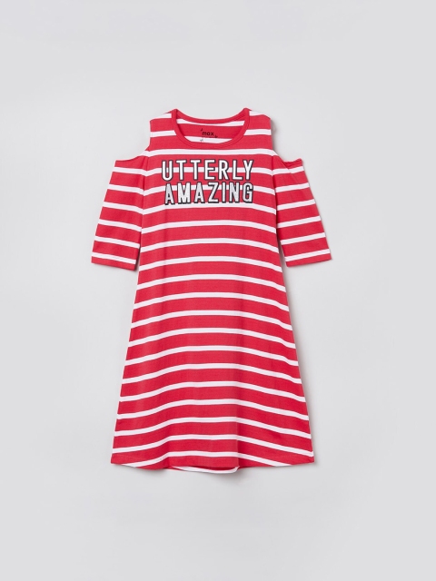 

max Girls Red & White Striped Sleep Shirt
