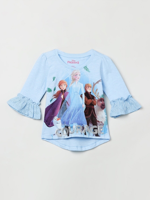 

max Girls Blue Frozen World Printed Pure Cotton Top