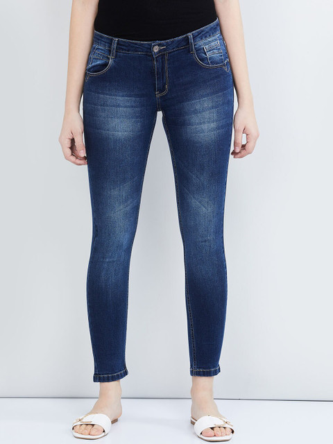 

max Women Navy Blue Skinny Fit Mid-Rise Clean Look Stretchable Jeans