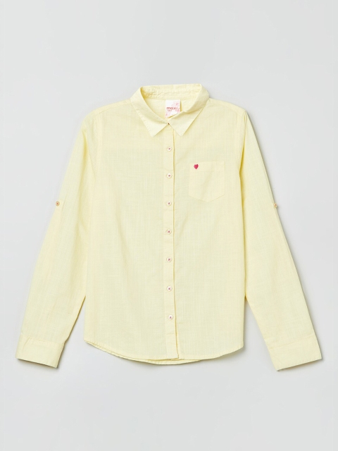 max Girls Yellow Regular Fit Solid Casual Shirt