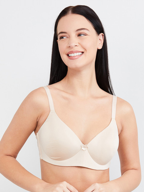 

max Beige Solid Non-Wired Lightly Padded Plunge Bra SP20PDNW06