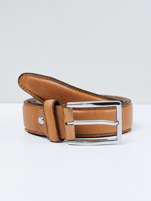 

max Men Tan Brown Solid Leather Belt