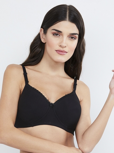 

max Black Solid Non-Wired Lightly Padded T-shirt Bra WIN19PDNW01