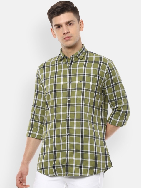 

Van Heusen Sport Men Olive Green Regular Fit Checked Casual Shirt