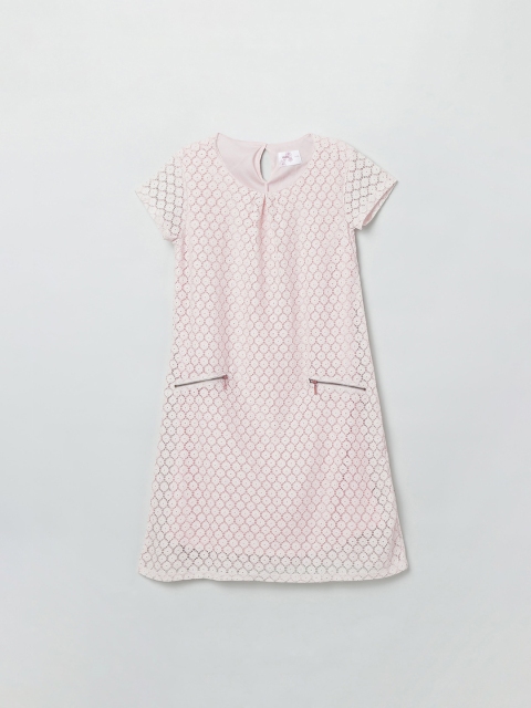 

max Girls Peach-Coloured Self Design A-Line Dress