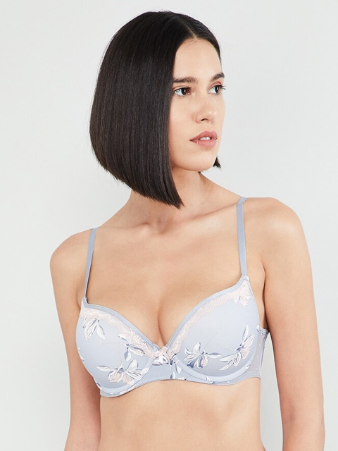 

max Blue Printed Underwired Heavily Padded Push-Up Bra SP19COBRA15BLUE