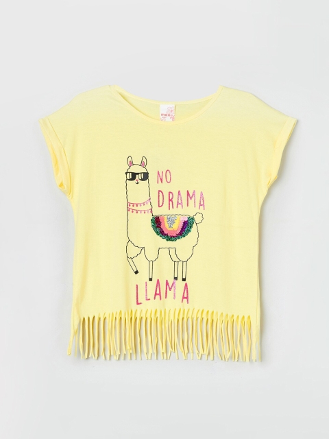 

max Girls Yellow Embellished Pure Cotton Top