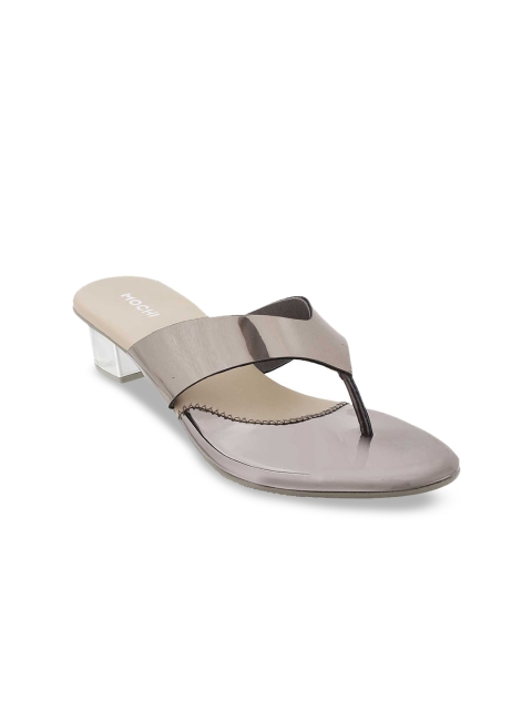 Mochi Women Gunmetal Solid Block Heels, Metallic