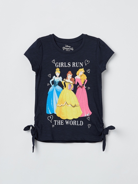 

max Girls Blue Printed Pure Cotton Top