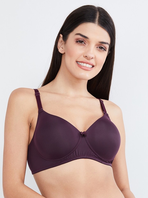 

max Purple Solid Non-Wired Lightly Padded T-shirt Bra WIN19PDNW07WINE