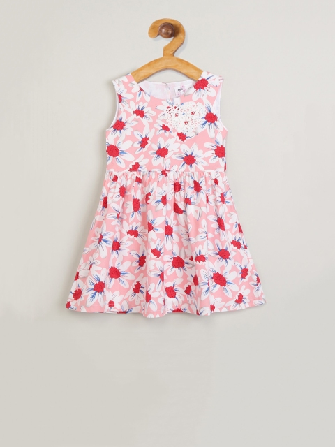 

max Girls Pink Printed Fit and Flare Dress