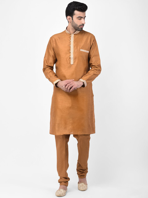 

SG LEMAN Men Brown Solid Kurta with Churidar