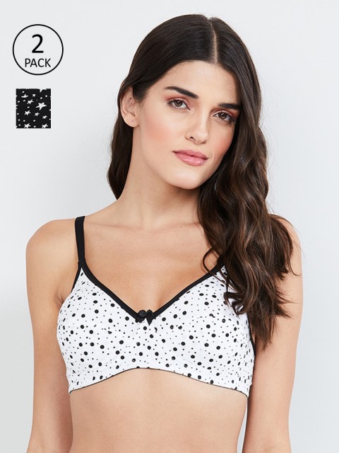 

max Pack Of 2 Black & White Printed Non-Wired Non Padded T-shirt Bras WIN192PKSFB05BLACK
