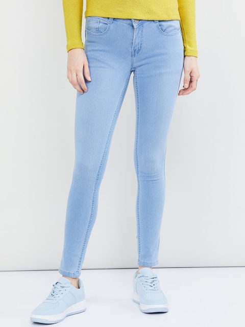 

max Women Blue Skinny Fit Mid-Rise Clean Look Stretchable Jeans