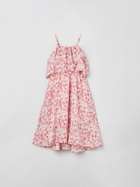 

max Girls Pink & White Floral Print A-Line Dress