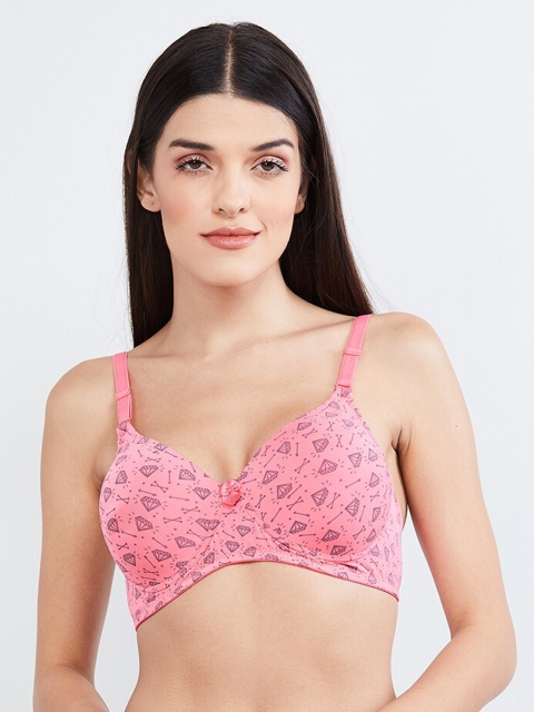 

max Pink Printed Non-Wired Lightly Padded Printed T-shirt Bra WIN19PDNW02PINK
