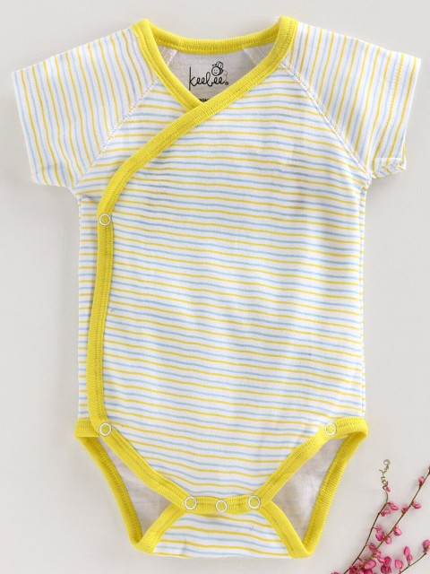 

Keebee Infants White & Yellow Striped Organic Cotton Bodysuit