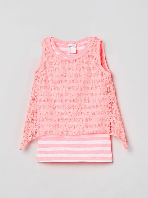 

max Girls Pink Embellished Pure Cotton Top