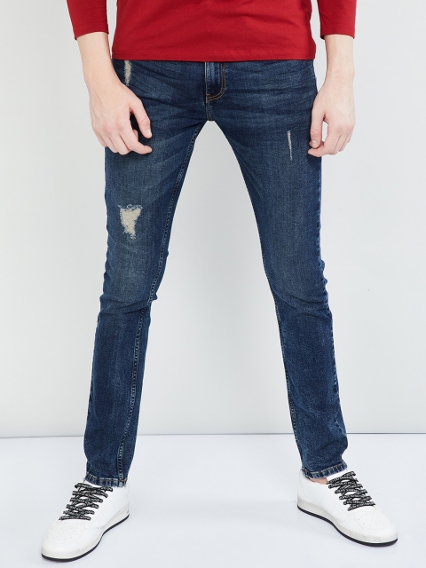 

max Men Blue Skinny Fit Mid-Rise Mildly Distressed Jeans