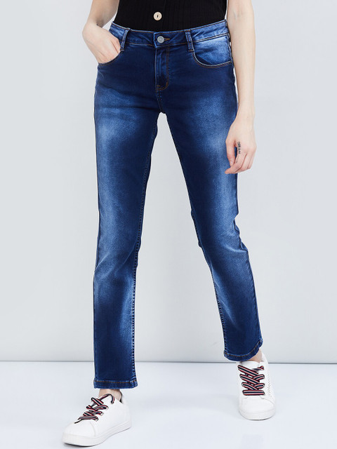 

max Women Blue Slim Fit Mid-Rise Clean Look Stretchable Jeans