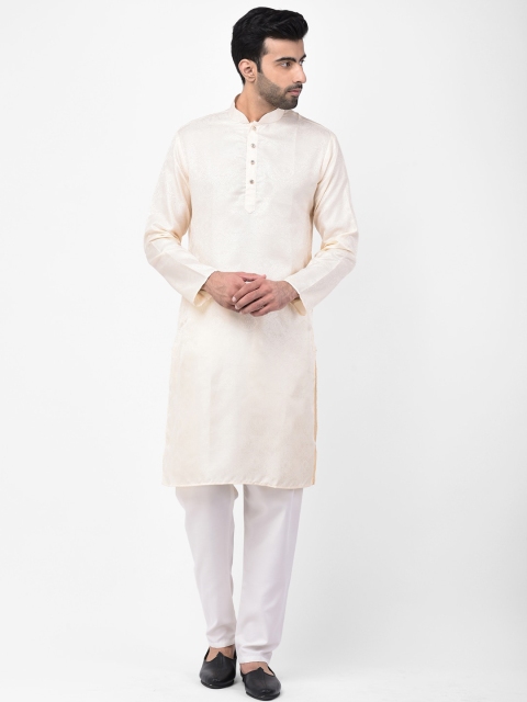 

SG LEMAN Men Cream & White Self Design Kurta with Pyjamas