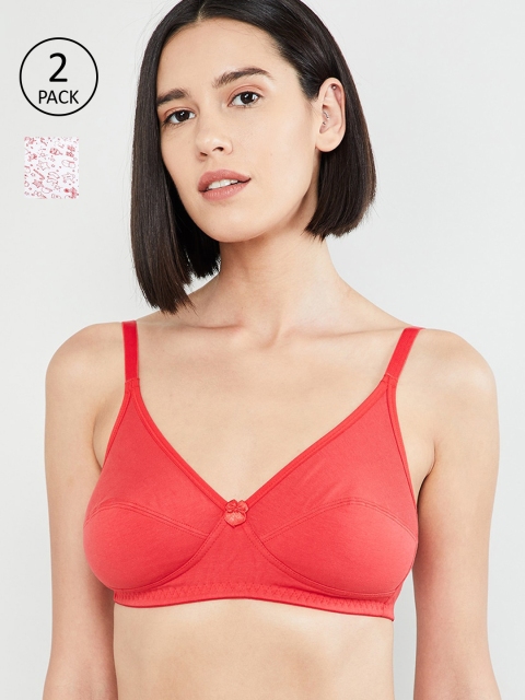 

max Pack of 2 Non-Wired Non Padded T-shirt Bras SU19FB03PINK, Red