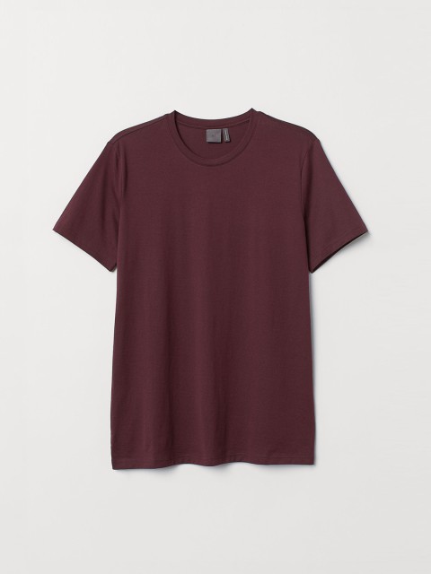 

H&M Men Maroon Solid Premium Cotton T-shirt