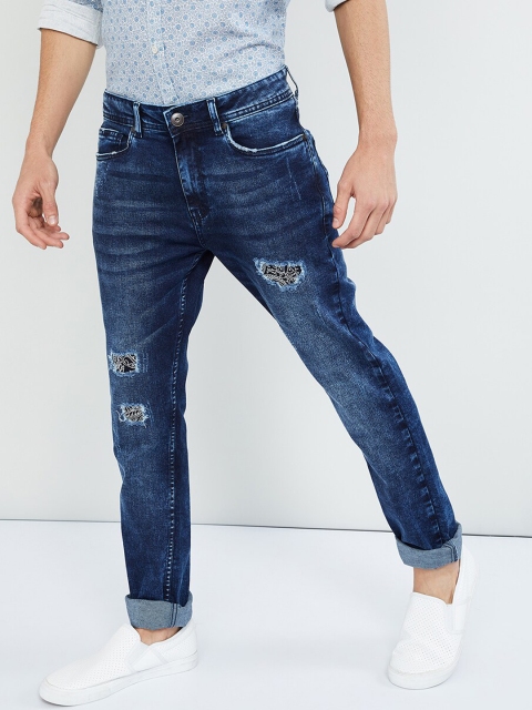 

max Men Blue Skinny Fit Low-Rise Mildly Distressed Jeans