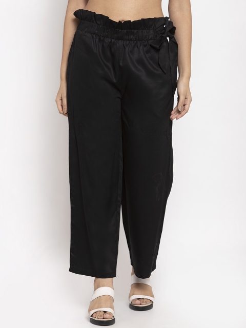 

Baani Creations Women Black Smart Straight Fit Solid Parallel Trousers