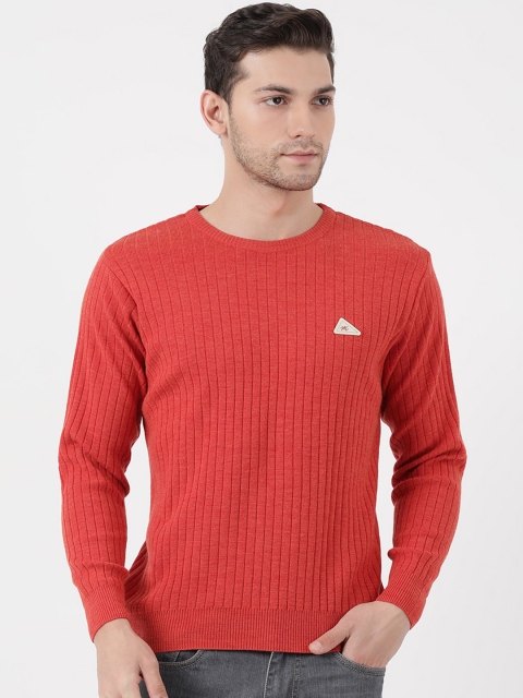 

Monte Carlo Men Coral Orange Ribbed Pullover Sweater