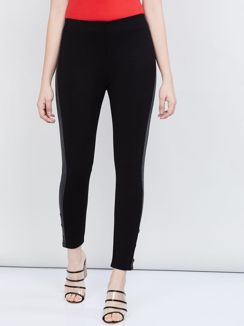 

max Women Black Regular Fit Solid Regular Trousers