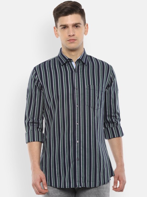 

Van Heusen Sport Men Navy Blue & Green Regular Fit Striped Casual Shirt