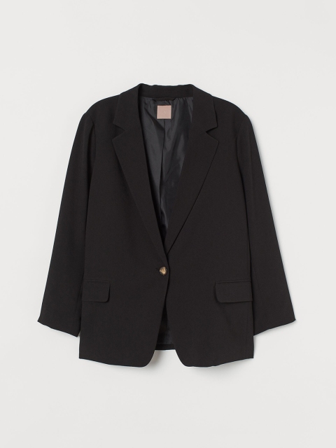 

H&M Women Black Solid H&M+ Single-Breasted Jacket