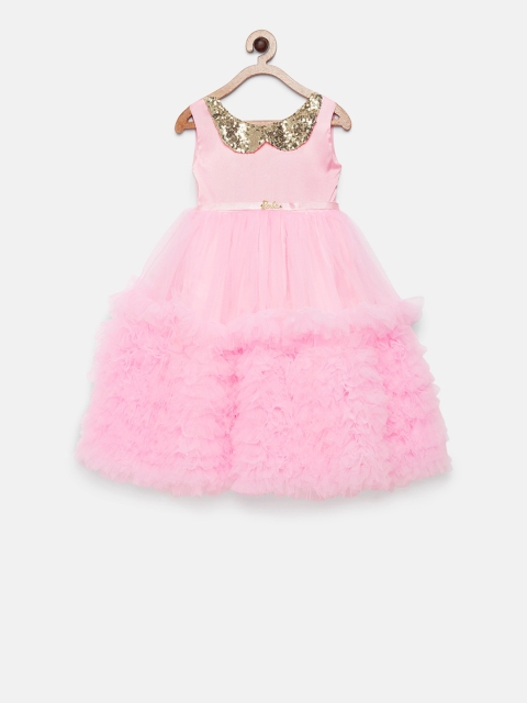 

Barbie by Many Frocks & Girls Pink Embellished Fit and Flare Dress