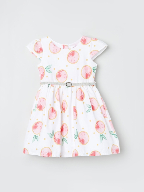 

max Girls Cream-Coloured Printed Fit and Flare Dress