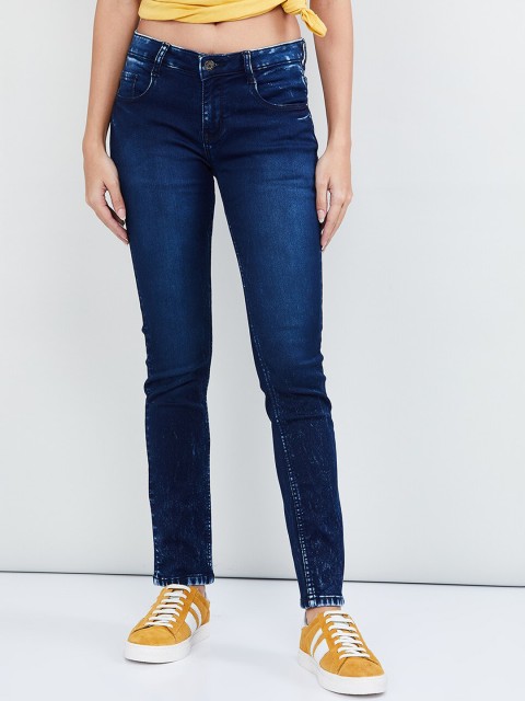 

max Women Blue Slim Fit Mid-Rise Clean Look Stretchable Jeans