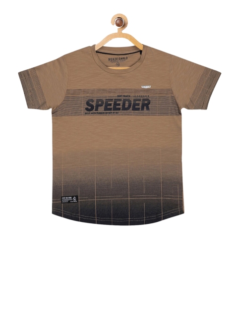 

Monte Carlo Boys Brown & Black Printed Round Neck T-shirt