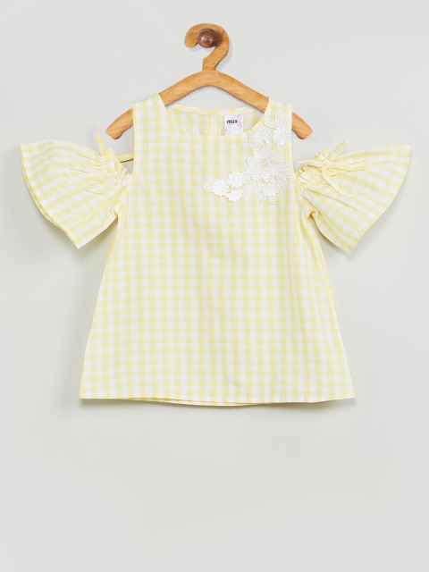 

max Girls Yellow Checked A-Line Top