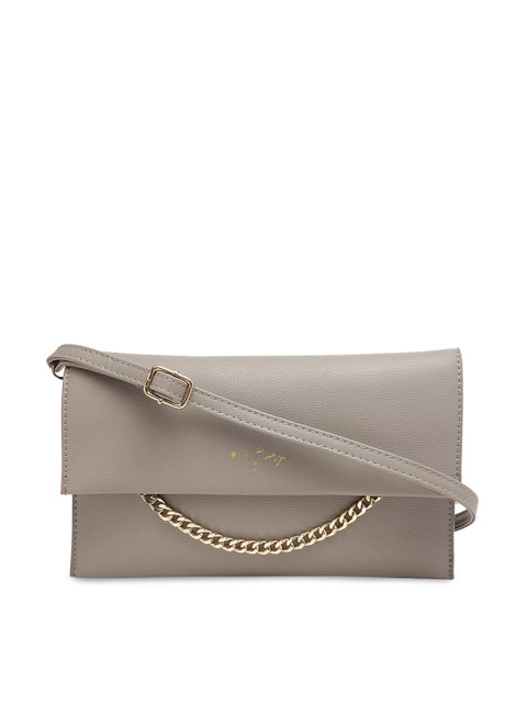 

MIO Borsa Grey Solid Pure Vegan Leather Gold-Toned Chain Clutch