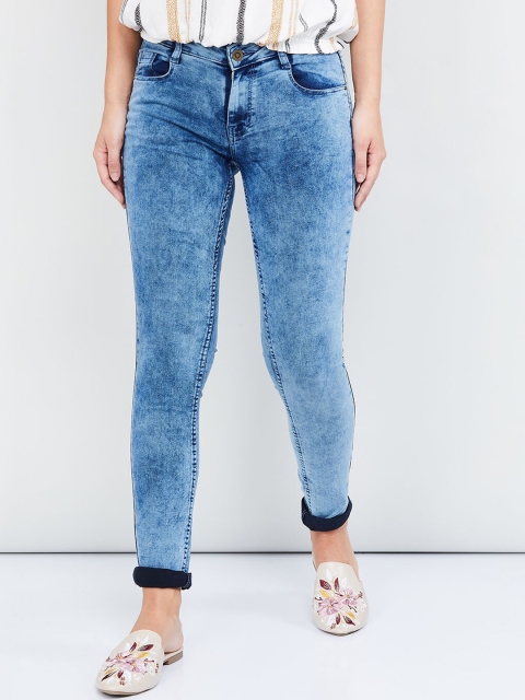 max Women Blue Skinny Fit Mid-Rise Clean Look Jeans
