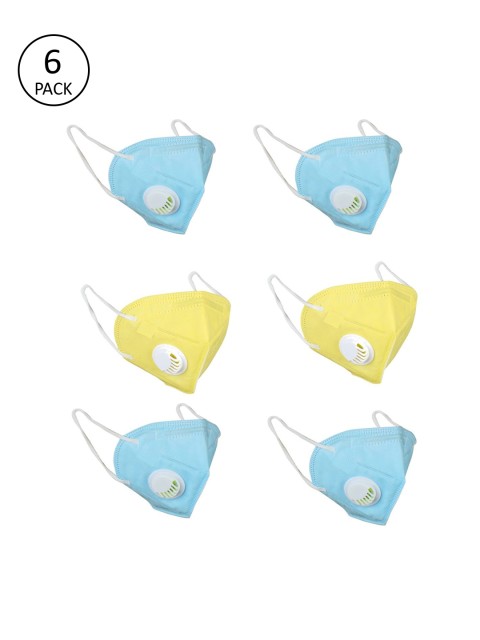

OOMPH Adults Pack Of 6 Anti-Pollution Reusable 5-Ply Valved N95 Masks, Blue