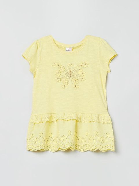 

max Girls Yellow Embroidered Top