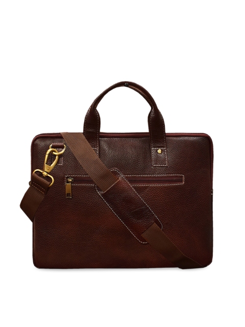 

ABYS Unisex Brown Solid Genuine Leather Laptop Bag