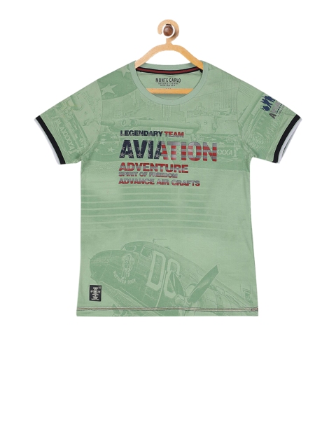

Monte Carlo Boys Green Printed Round Neck T-shirt