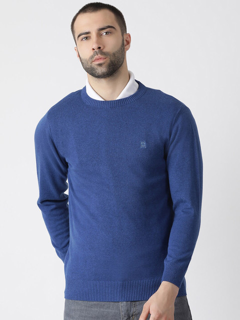 

Monte Carlo Men Blue Solid Pullover Sweater