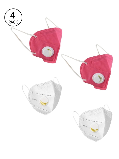 

OOMPH Unisex Pack of 4 5Ply Anti-Pollution Reusable Face Masks, White