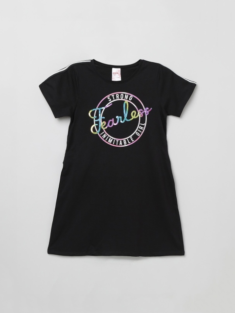 max Girls Black Printed A-Line Dress