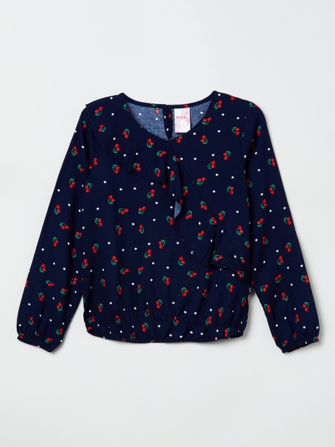 

max Girls Blue Printed Top