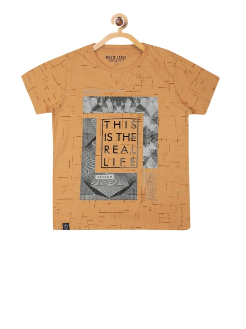 

Monte Carlo Boys Brown Printed Round Neck T-shirt
